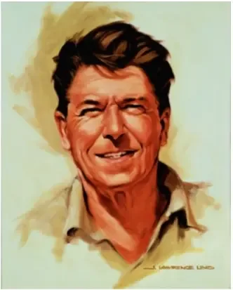 Painted portrait of Ronald Reagan